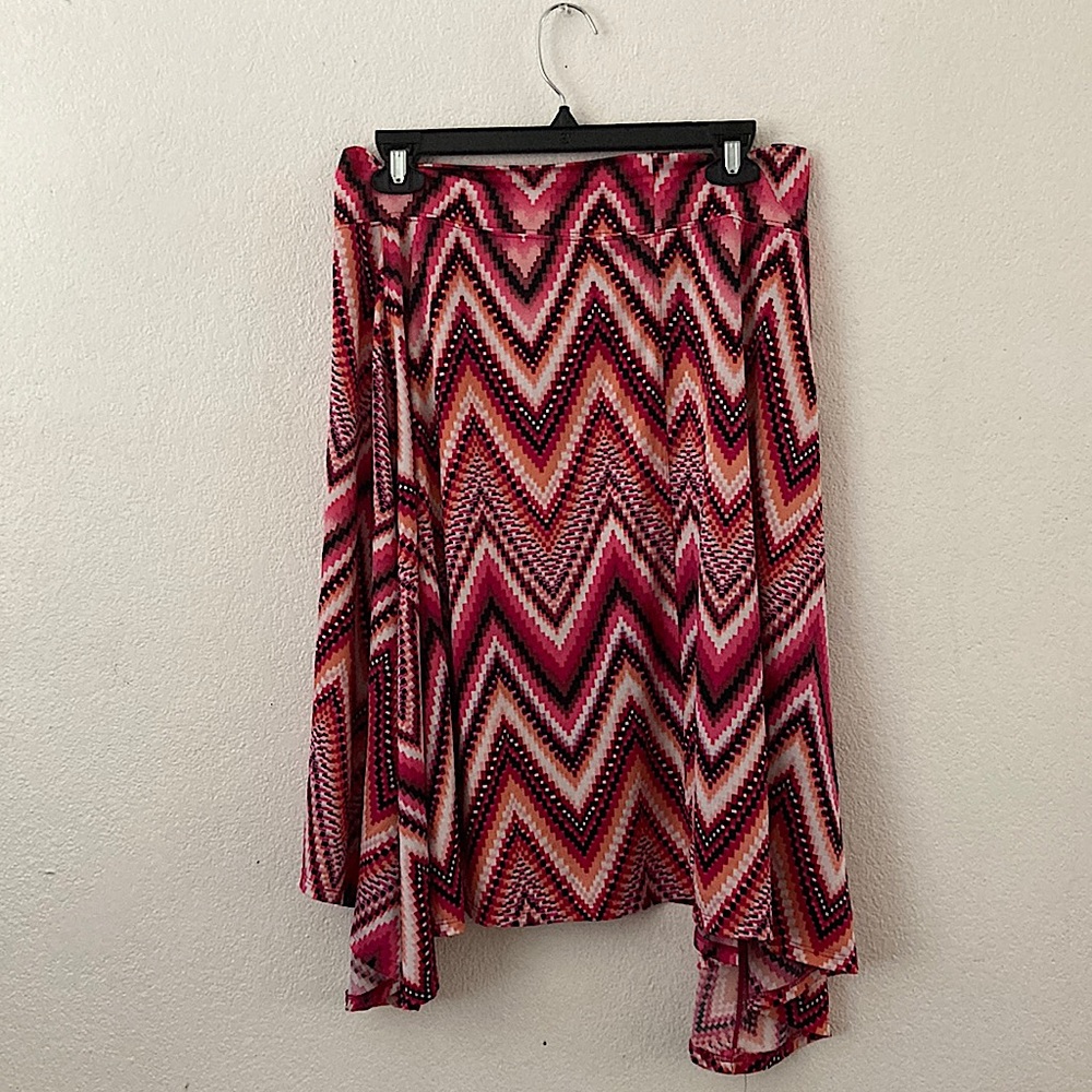 Chevron patterned skirt.
